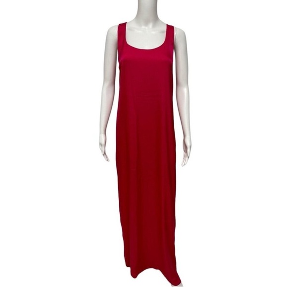 BCBG Max Azria Women’s Sleeveless Elegant Bright Pink Satin Maxi Dress - Picture 1 of 15